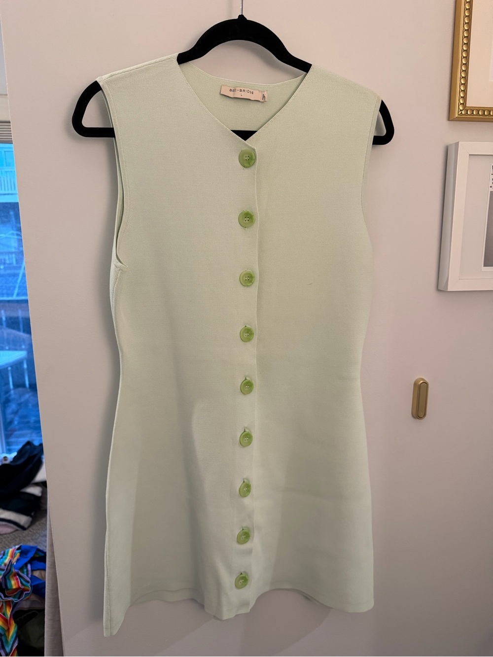 bec + bridge Pale Mint Sleeveless Button-Front Mini Dress